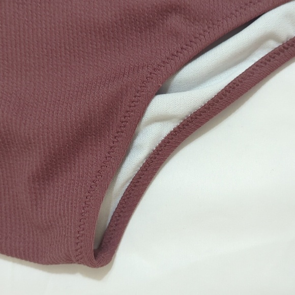 Cupshe One Piece Ribbed Cut Out Side One Shoulder Swimsuit, Color Coffee Size S - Picture 9 of 16